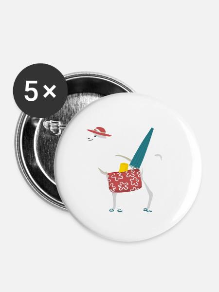 Ab zum Strand - Buttons klein 25 mm (5er Pack) - Weiß