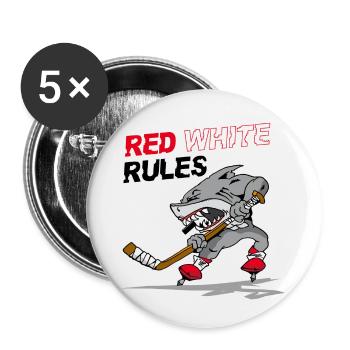 Red White Rules - Hokey - Buttons klein 25 mm (5er Pack) - Weiß - Vorne