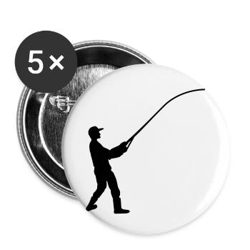 fishing man - Buttons klein 25 mm (5er Pack) - Weiß - Vorne