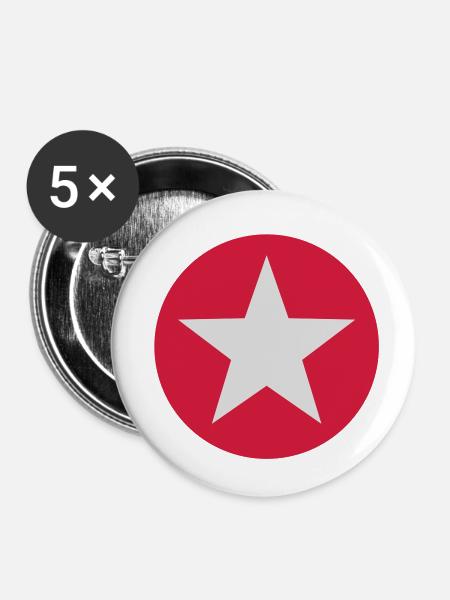 Super Star - Buttons klein 25 mm (5er Pack) - Weiß
