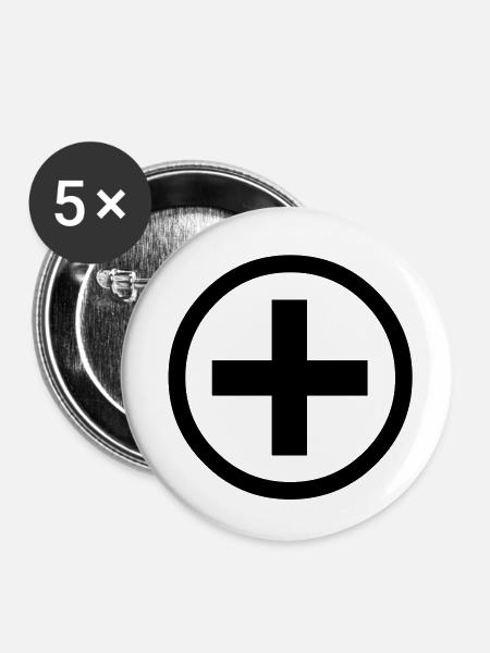 Plus - Buttons klein 25 mm (5er Pack) - Weiß