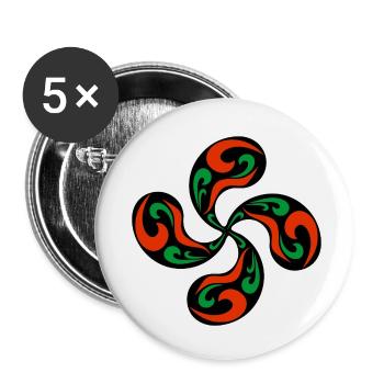 Croix Basque - Lot de 5 petits badges (25 mm) - blanc - Devant