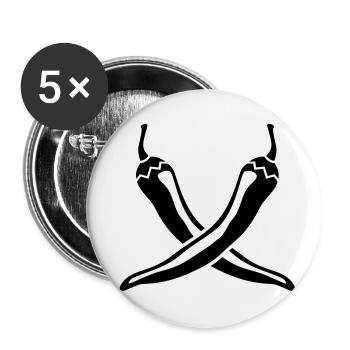 Chili - Piment - Lot de 5 petits badges (25 mm) - blanc - Devant