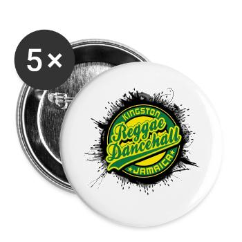 kingston reggae dancehall jamaica - Lot de 5 petits badges (25 mm) - blanc - Devant
