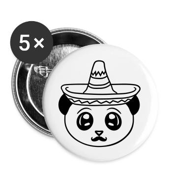 bouclier tête mexique mexicain sombrero chapeau moustache - Lot de 5 petits badges (25 mm) - blanc - Devant