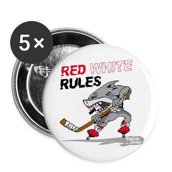 Hai Kölsche Jungs für Hintergrund rot - Buttons klein 25 mm (5er Pack) - Weiß - Vorne
