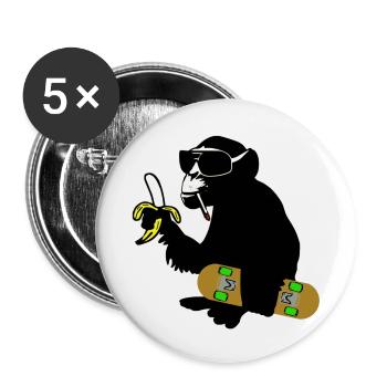 skateboard monkey - Buttons klein 25 mm (5er Pack) - Weiß - Vorne