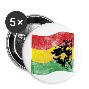 Lion Reggae Drapeau - Lot de 5 petits badges (25 mm) - blanc - Devant
