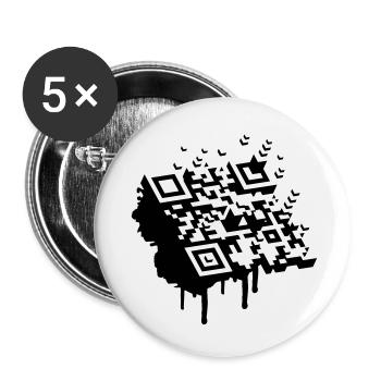 A 3D bar code as a graffiti - Buttons small 1''/25 mm (5-pack) - white - Front