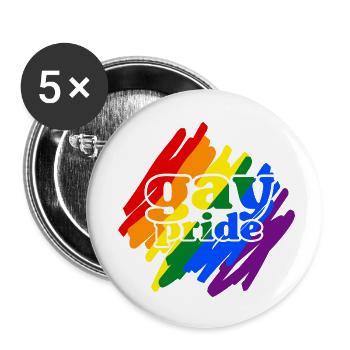 Gay__N006 - Lot de 5 petits badges (25 mm) - blanc - Devant