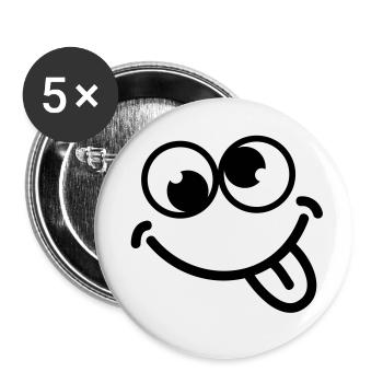 smiley_dumb_c1 - Buttons klein 25 mm (5er Pack) - Weiß - Vorne