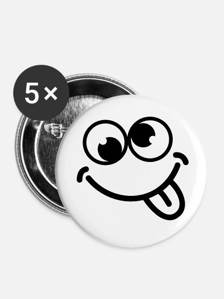 smiley_dumb_c1 - Buttons klein 25 mm (5er Pack) - Weiß