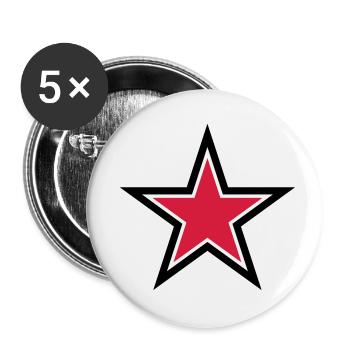 scharfen roten Stern mit scharfen schwarzen Kontur - Buttons klein 25 mm (5er Pack) - Weiß - Vorne
