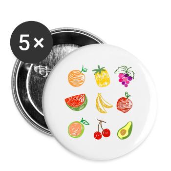 Salade de fruits - Lot de 5 petits badges (25 mm) - blanc - Devant