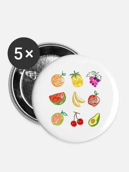 Fruit Salad - Buttons klein 25 mm (5er Pack) - Weiß