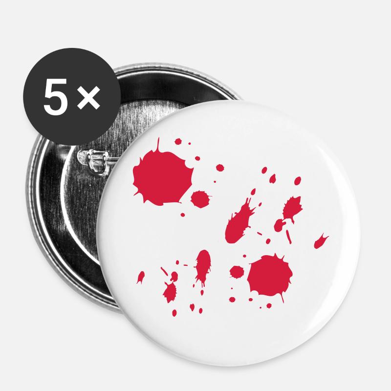 Rote Farbspritzer abstrakte Muster - Buttons klein 25 mm (5er Pack) - Weiß