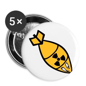gesicht atombombe radioaktiv bombardieren fliegerb - Buttons klein 25 mm (5er Pack) - Weiß - Vorne