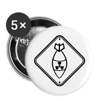 schild gefahr achtung warnung vorsicht atombombe r - Buttons klein 25 mm (5er Pack) - Weiß - Vorne