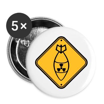 schild gefahr achtung warnung vorsicht atombombe r - Buttons klein 25 mm (5er Pack) - Weiß - Vorne