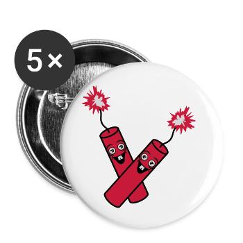 verrueckt 2 freunde team paar party kracher gesich - Buttons klein 25 mm (5er Pack) - Weiß - Vorne