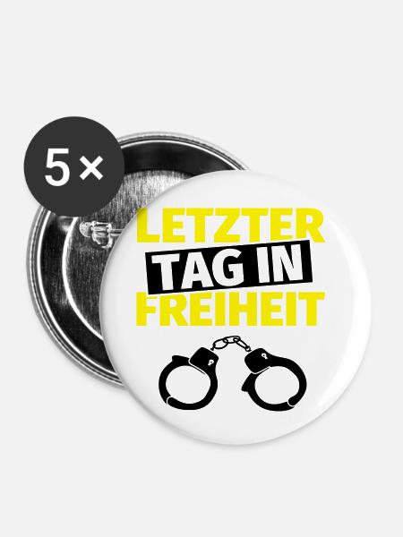 Junggesellenabschied Handschellen - Buttons klein 25 mm (5er Pack) - Weiß