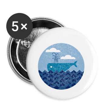 Cooler Wal Fisch Geschenk Geometrie minimalistisch - Buttons klein 25 mm (5er Pack) - Weiß - Vorne