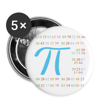 Pi mit 110 Nachkommastellen - Buttons klein 25 mm (5er Pack) - Weiß - Vorne