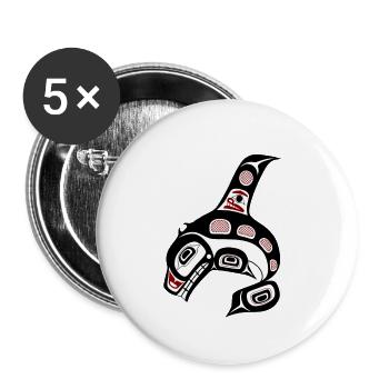 Northwest Pacific coast Haida art Killer whale - Buttons klein 25 mm (5er Pack) - Weiß - Vorne