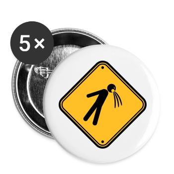 schild vorsicht hinweis kotzen uebergeben brechen - Buttons klein 25 mm (5er Pack) - Weiß - Vorne