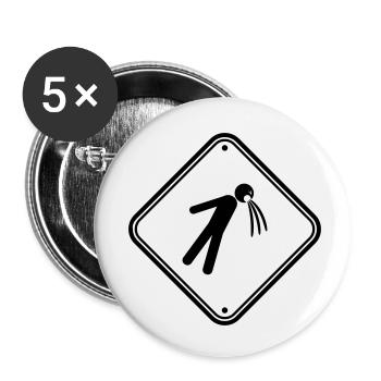 schild vorsicht hinweis kotzen uebergeben brechen - Buttons klein 25 mm (5er Pack) - Weiß - Vorne