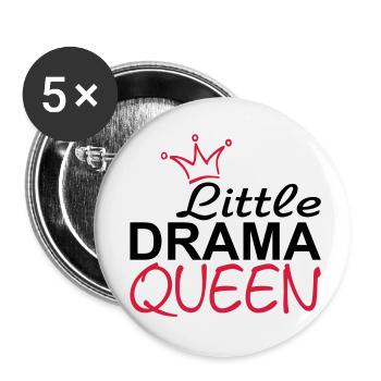 LITTLE DRAMA QUEEN mit Krone - Buttons klein 25 mm (5er Pack) - Weiß - Vorne