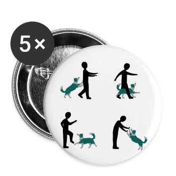 Dog Dancing 3-1 - Buttons klein 25 mm (5er Pack) - Weiß - Vorne