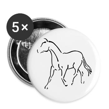Horse - Buttons small 1''/25 mm (5-pack) - white - Front