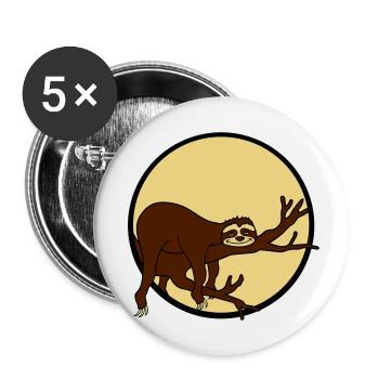nacht mond sonne abend rund kreis faultier entspan - Buttons klein 25 mm (5er Pack) - Weiß - Vorne