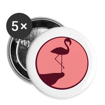 mond kreis rund klippe silhouette umriss flamingo - Buttons klein 25 mm (5er Pack) - Weiß - Vorne
