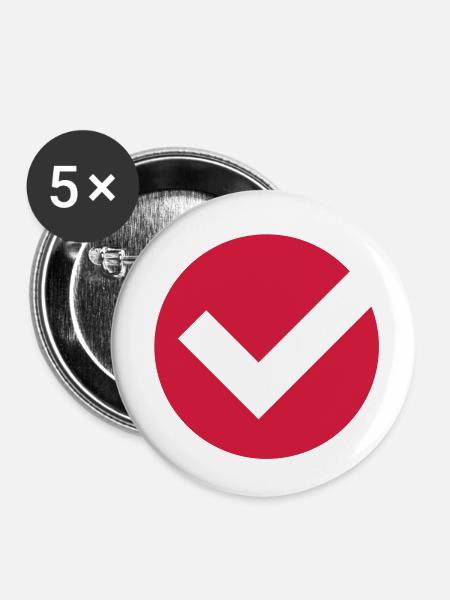check_mark__f1 - Buttons klein 25 mm (5er Pack) - Weiß