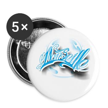 Marseille Tattoo - Buttons klein 25 mm (5er Pack) - Weiß - Vorne
