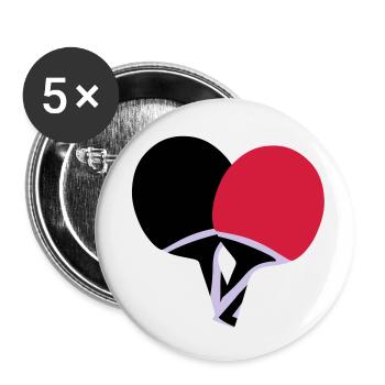 Tennis de table - Lot de 5 petits badges (25 mm) - blanc - Devant