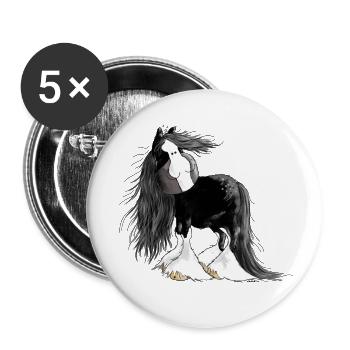 Shire Horse - Shire Horses - Kaltblut - Pferd - Buttons klein 25 mm (5er Pack) - Weiß - Vorne
