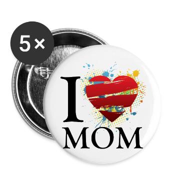 I love mom de - Buttons klein 25 mm (5er Pack) - Weiß - Vorne