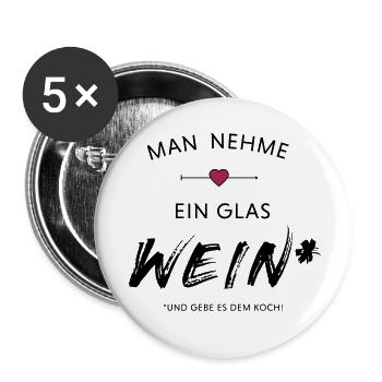 Take a glass of wine and give it to the cook - Buttons small 1''/25 mm (5-pack) - white - Front