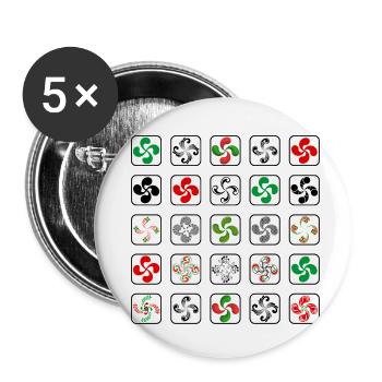 Croix du Pays Basque - Lot de 5 petits badges (25 mm) - blanc - Devant