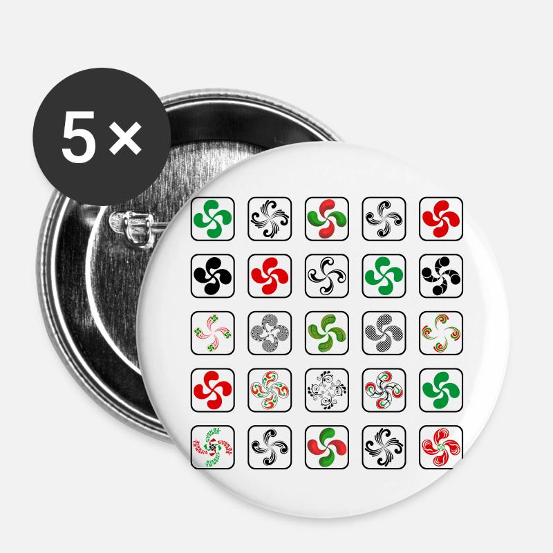 Croix du Pays Basque - Lot de 5 petits badges (25 mm) - blanc