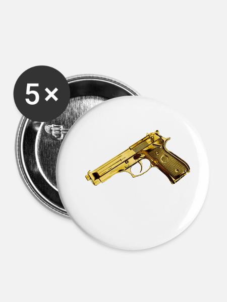 gun - Buttons klein 25 mm (5er Pack) - Weiß