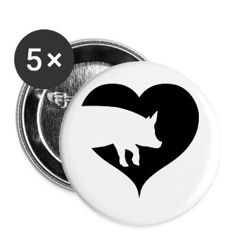 Coeur pour les cochons - Lot de 5 petits badges (25 mm) - blanc - Devant