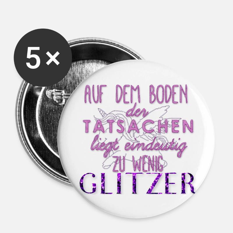 glitzer - Buttons klein 25 mm (5er Pack) - Weiß