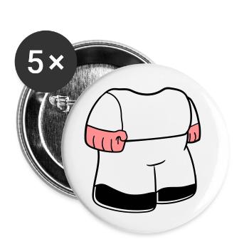 Corps nain petit visage tête comique drôle - Lot de 5 petits badges (25 mm) - blanc - Devant