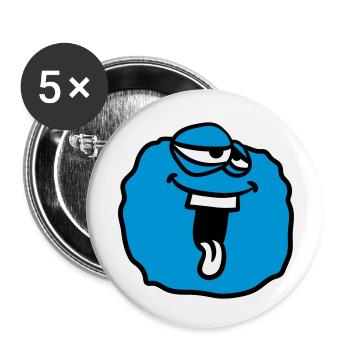 cercle de balle autour du visage de rire monstre de tête drôle - Lot de 5 petits badges (25 mm) - blanc - Devant