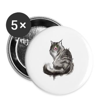 Norwegische Waldkatze - Buttons klein 25 mm (5er Pack) - Weiß - Vorne