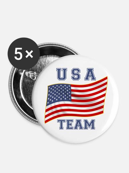 Team USA - Buttons klein 25 mm (5er Pack) - Weiß